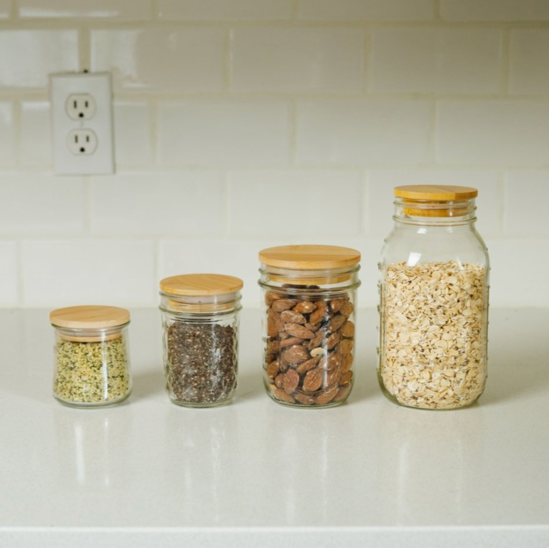 Bamboo Switch - Bamboo Lids for Oui Yogurt Jars and Mason Jars plastic-free