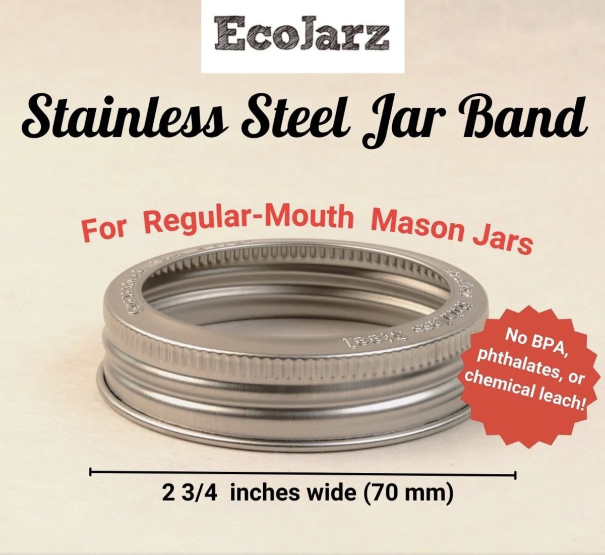 EcoJarz – Stainless Steel Threaded Mason Jar Bands (Rings) EcoJarz - Stainless Steel Threaded Mason Jar Bands (Rings) - image 4