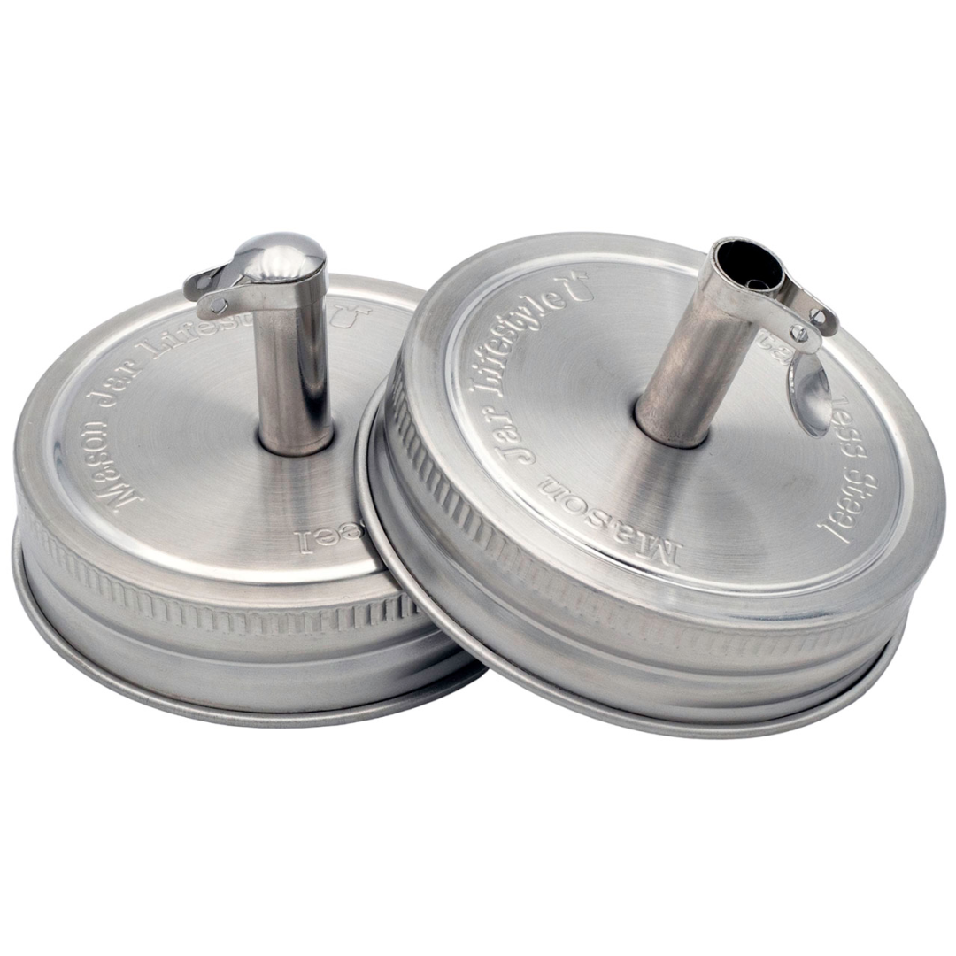 Mason Jar Lifestyle - Stainless Steel Pour Spout Oil Cruet Lids for Mason Jars reusable