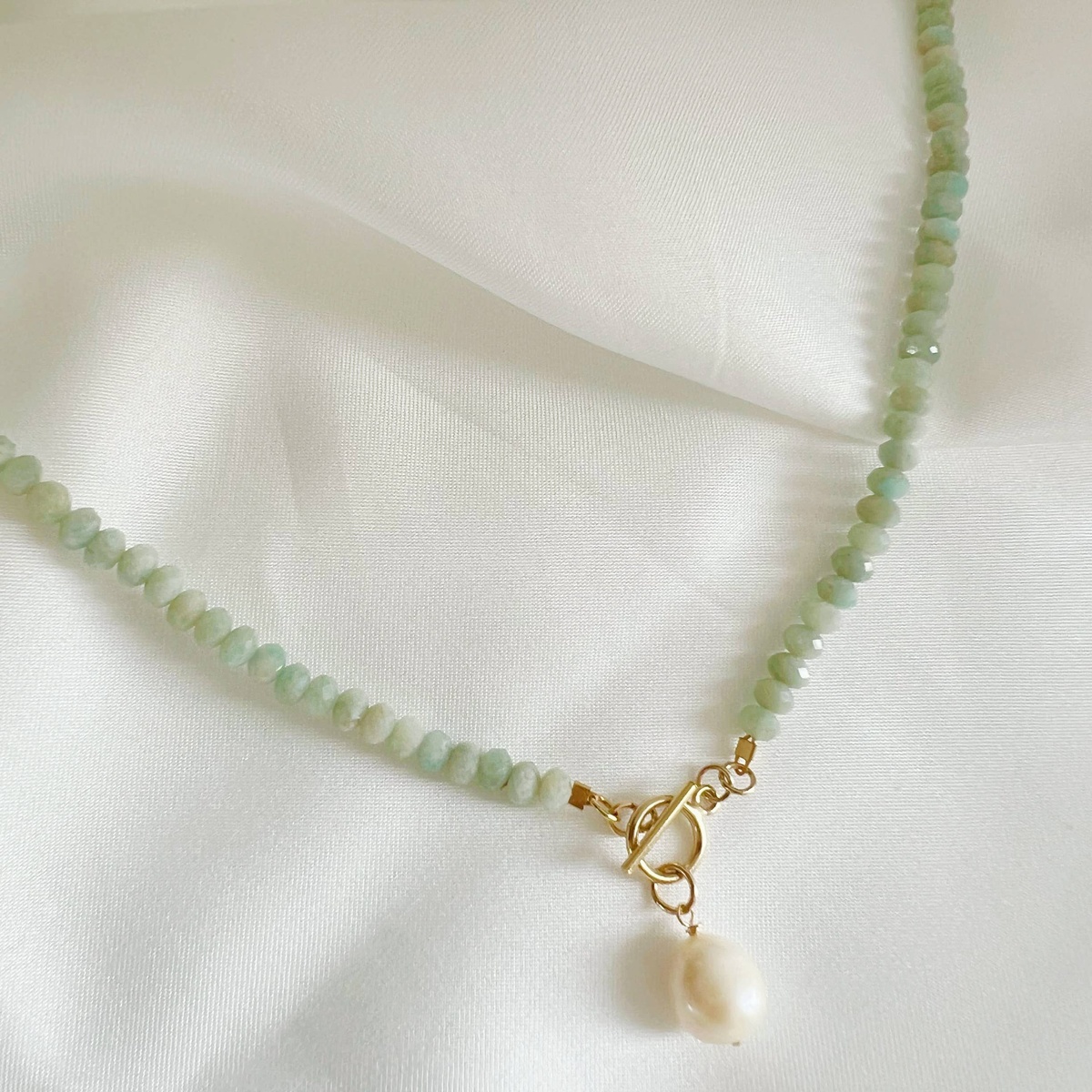 True By Kristy Jewelry - Amazonite and Fresh Water Pearl Necklace natural freshwater pearl drop