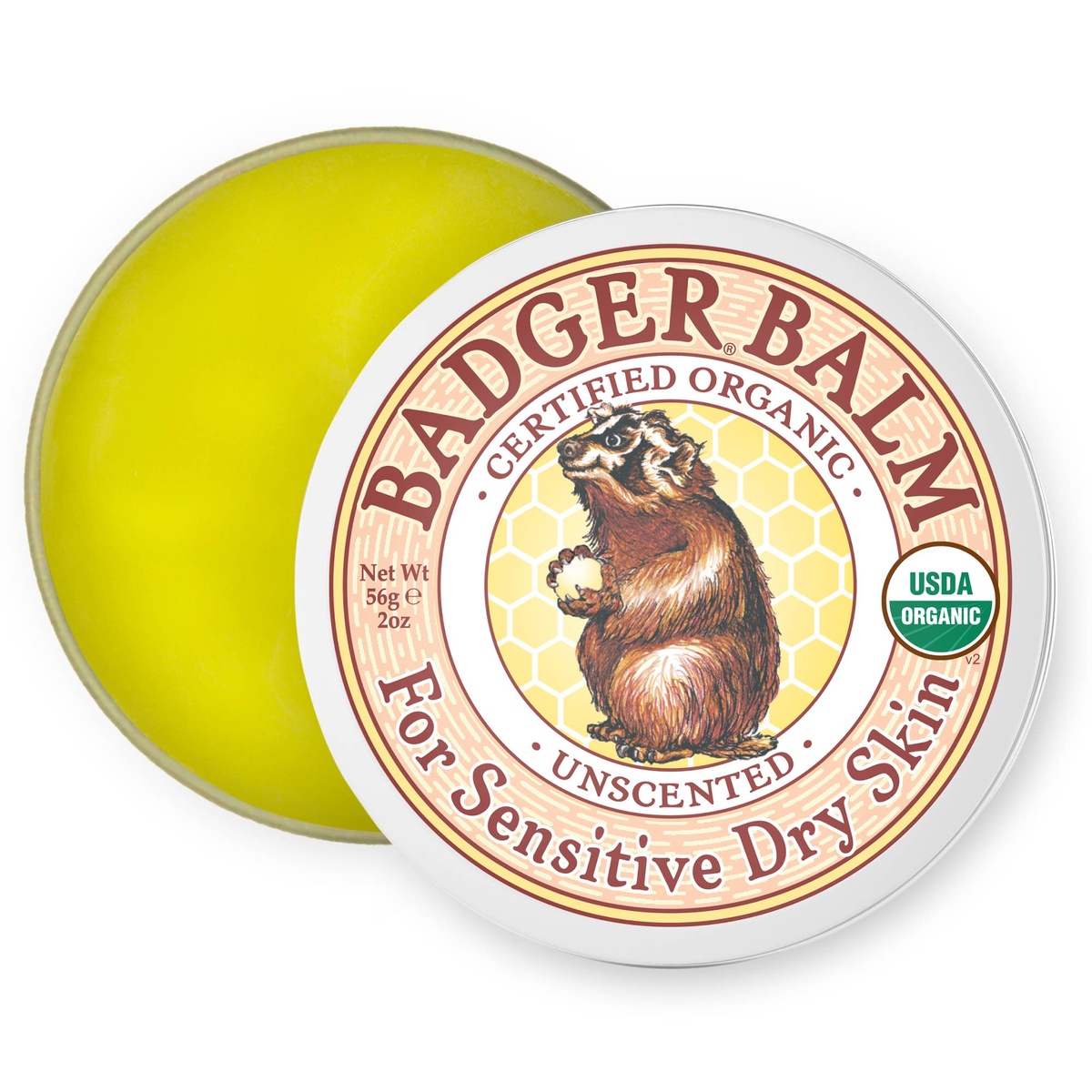 Badger - Badger Balm Unscented, Sensitive Skin Moisturizer organic