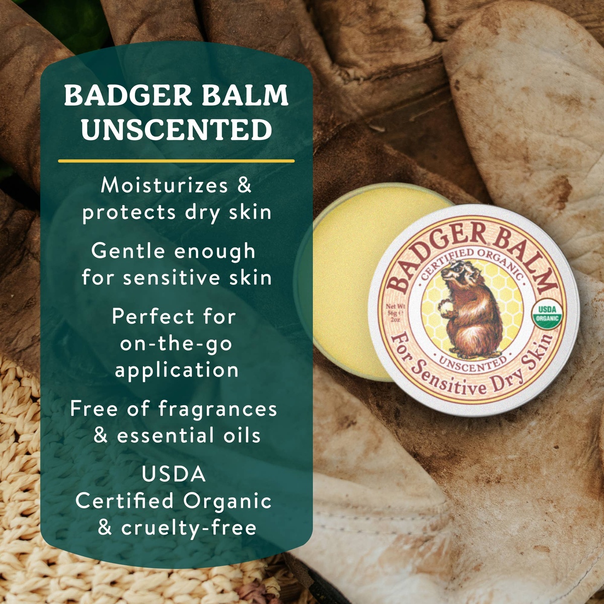 Badger – Badger Balm Unscented, Sensitive Skin Moisturizer 43001 Badger - Badger Balm Unscented, Sensitive Skin Moisturizer organic - image 3