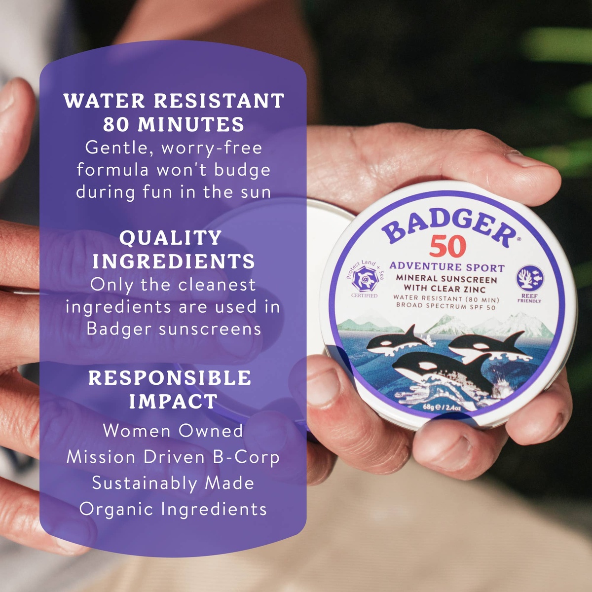 Badger - Badger Mineral Sunscreen Cream SPF 50 organic sunflower oil - image 5