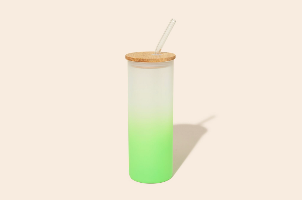 Bamboo Switch – Colored Tall Glass Cup with Glass Straw**** Bamboo Switch - Colored Tall Glass Cup with Glass Straw**** chemical-free - image 2