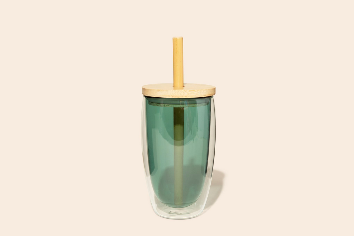 Bamboo Switch - Reusable Glass Tumbler Cup + Bamboo Straw**** - image 2