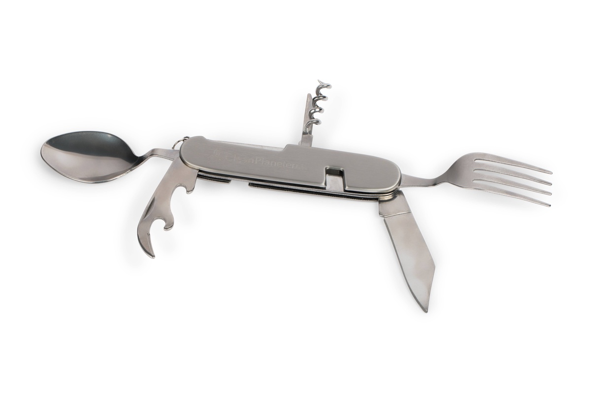 Brush with Bamboo - Folding Utensil Multi-Tool stainless steel reusable - image 3