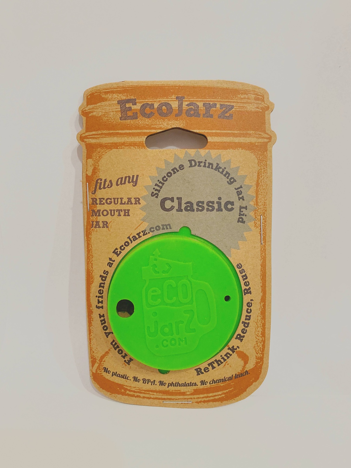 EcoJarz - Regular Mouth Silicone Drinking Jar Lid***** fda-grade