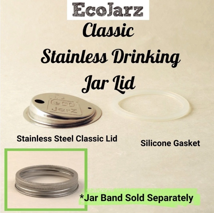 EcoJarz - Stainless Steel Drinking Mason Jar Lid (Lid Only) bpa-free - image 2