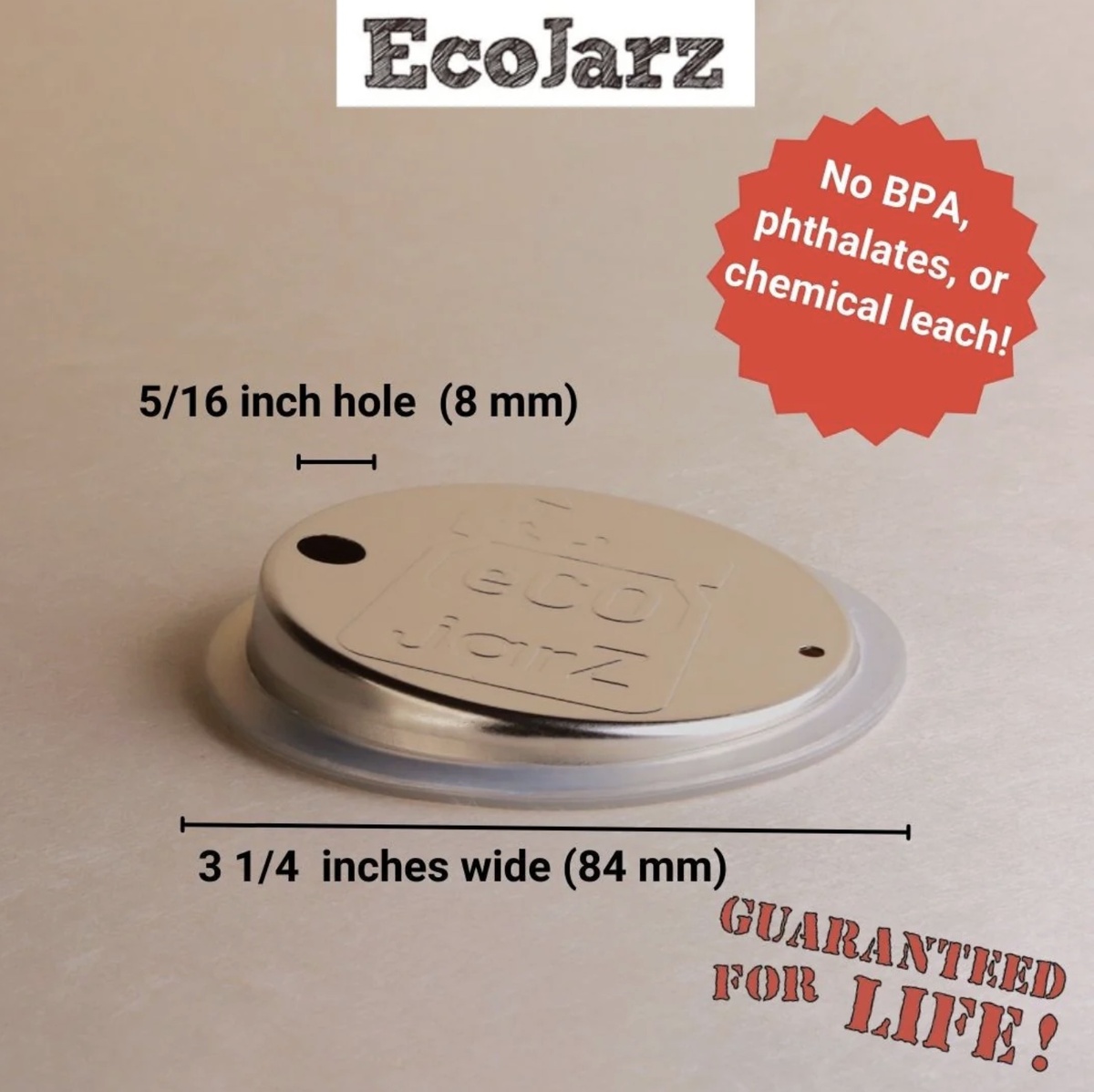 EcoJarz - Stainless Steel Drinking Mason Jar Lid (Lid Only) bpa-free - image 7