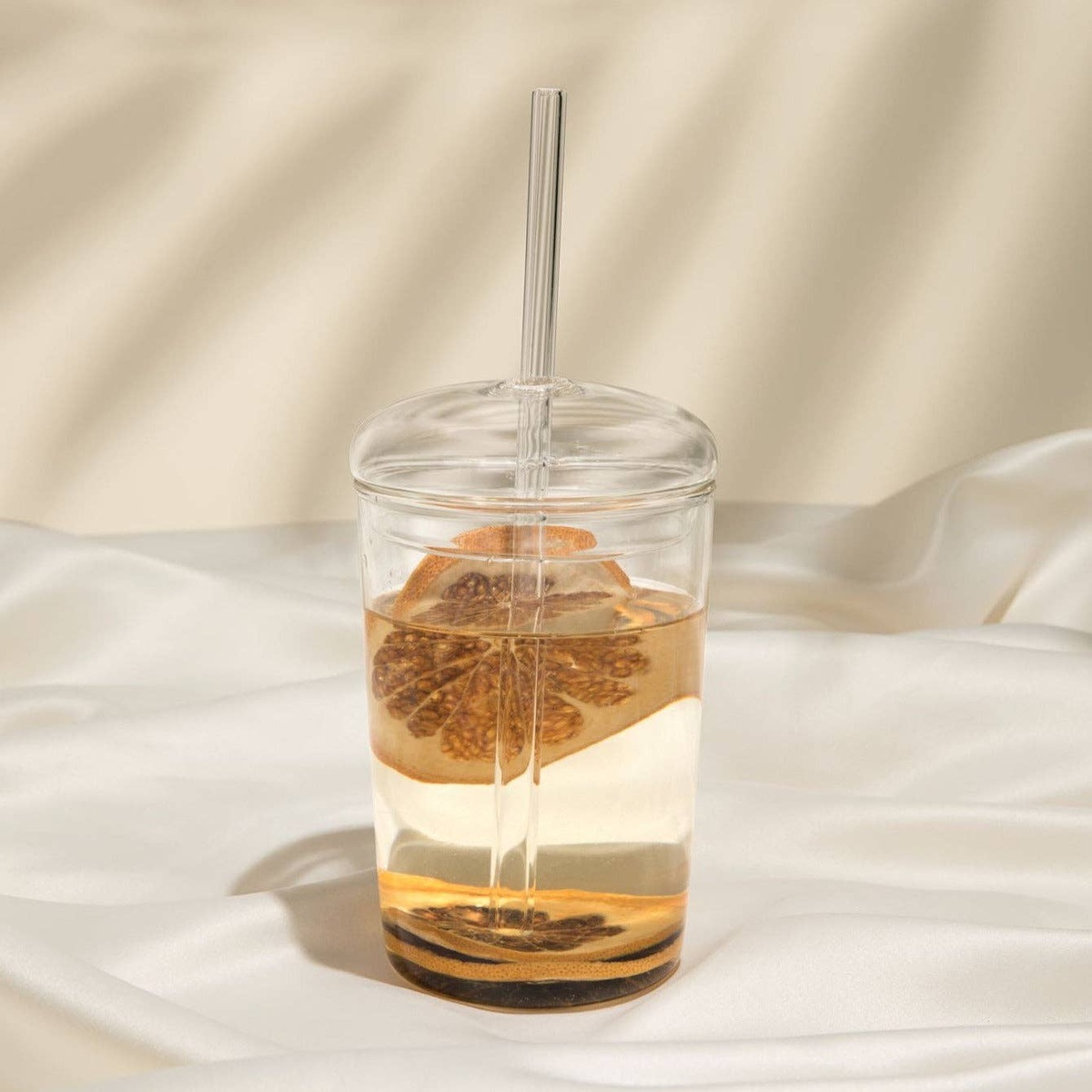 Kessellate - Dome Lid Glass Tumbler with straw*** reusable