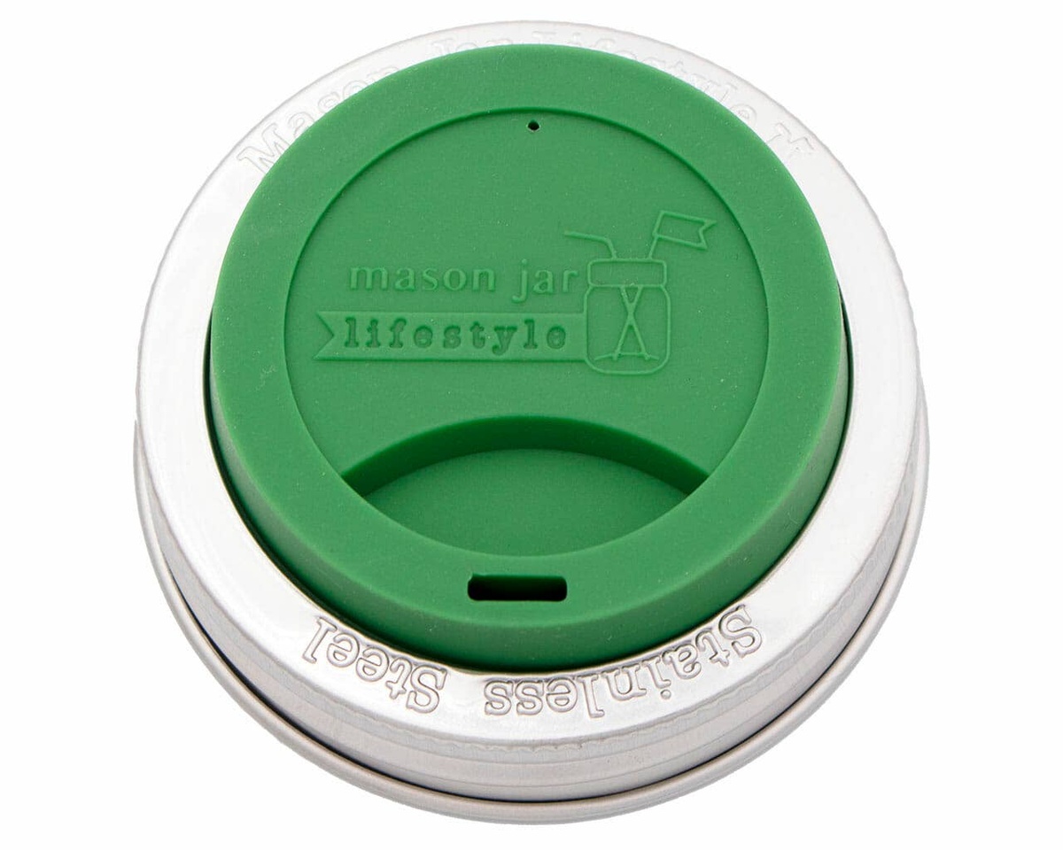 Mason Jar Lifestyle - Silicone Drinking Lid with Stainless Steel Band for Jars bpa-free - image 2