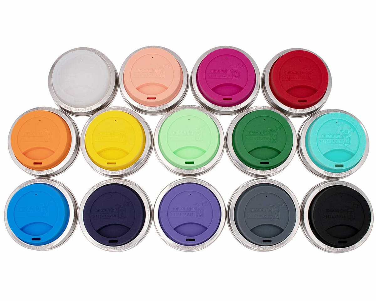 Mason Jar Lifestyle - Silicone Drinking Lid with Stainless Steel Band for Jars bpa-free