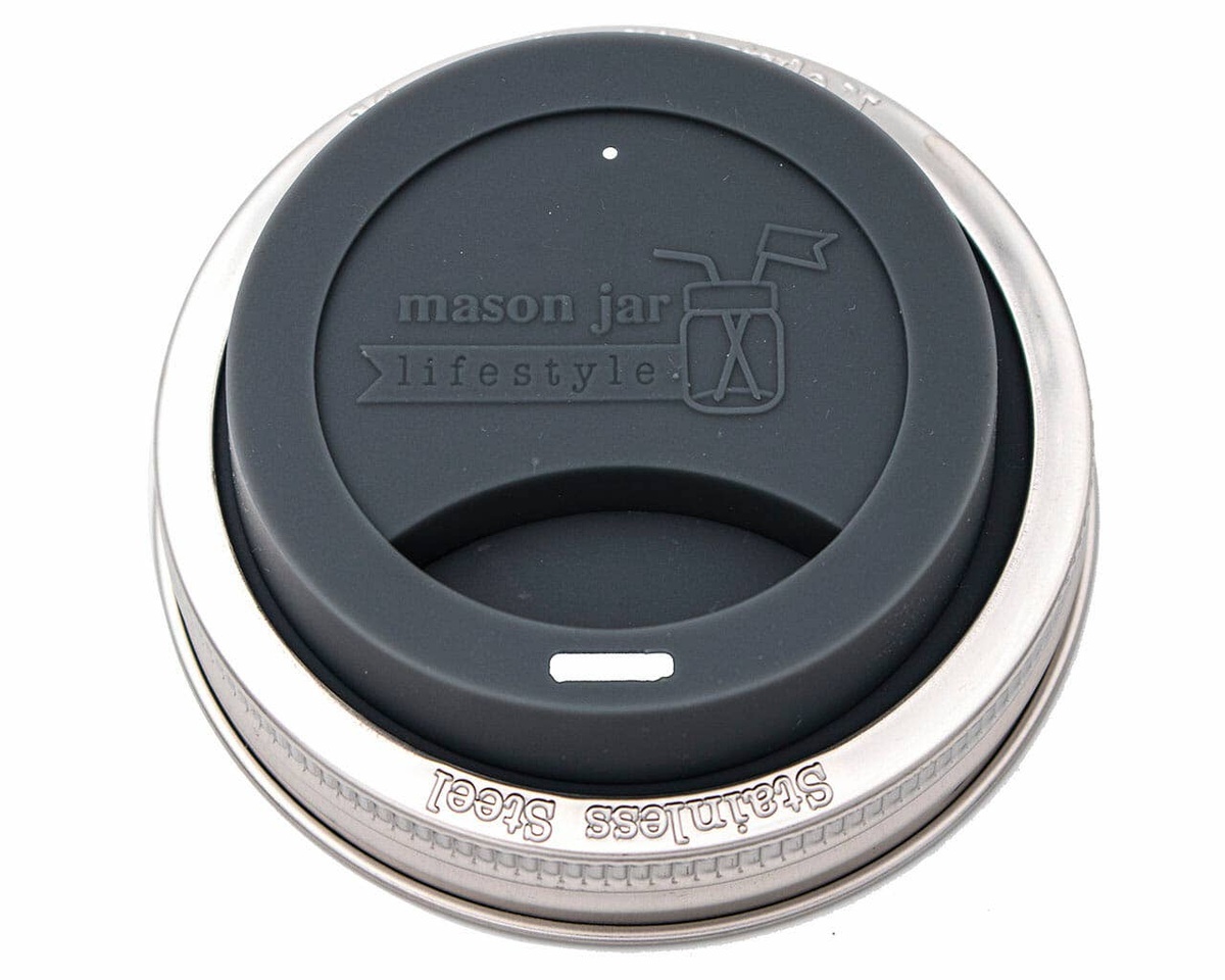 Mason Jar Lifestyle - Silicone Drinking Lid with Stainless Steel Band for Jars bpa-free - image 10