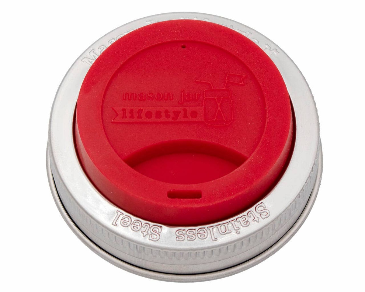 Mason Jar Lifestyle - Silicone Drinking Lid with Stainless Steel Band for Jars bpa-free - image 3