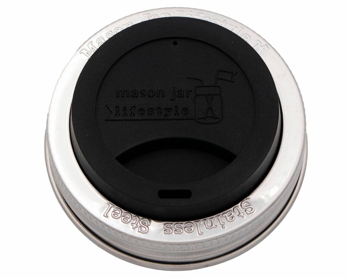 Mason Jar Lifestyle - Silicone Drinking Lid with Stainless Steel Band for Jars bpa-free - image 4
