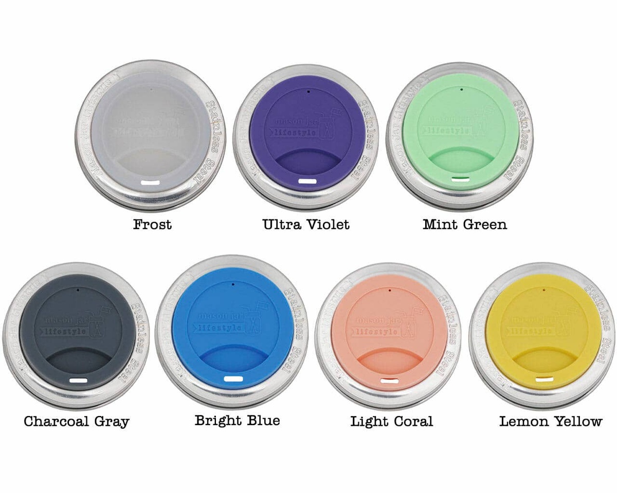 Mason Jar Lifestyle - Silicone Drinking Lid with Stainless Steel Band for Jars bpa-free - image 33