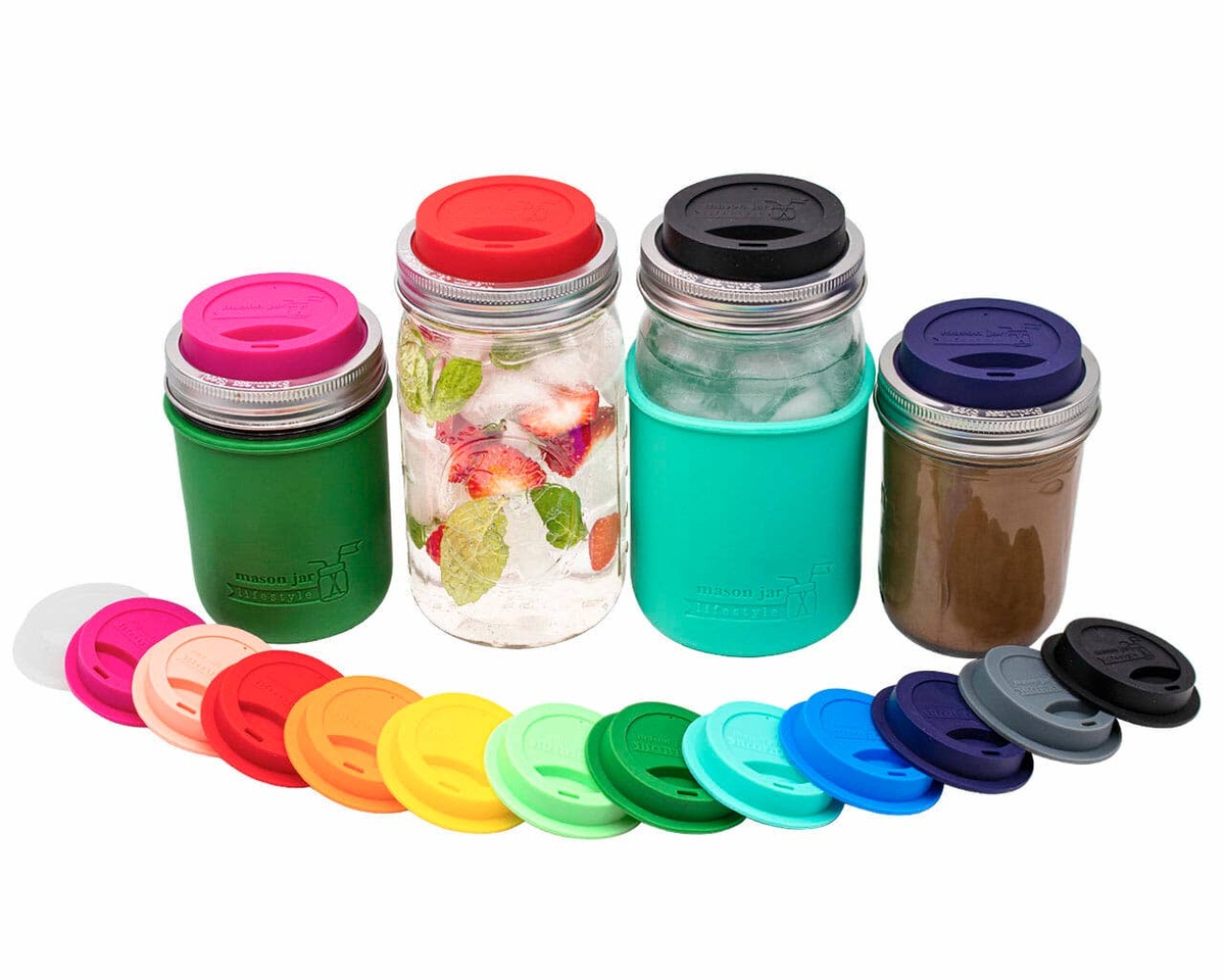 Mason Jar Lifestyle - Silicone Drinking Lid with Stainless Steel Band for Jars bpa-free - image 37