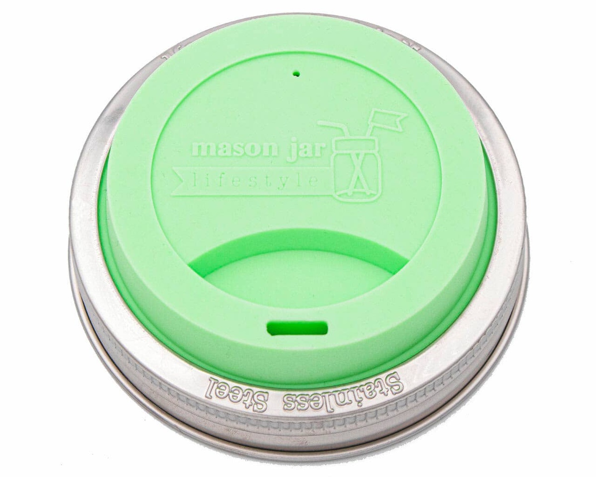Mason Jar Lifestyle - Silicone Drinking Lid with Stainless Steel Band for Jars bpa-free - image 12
