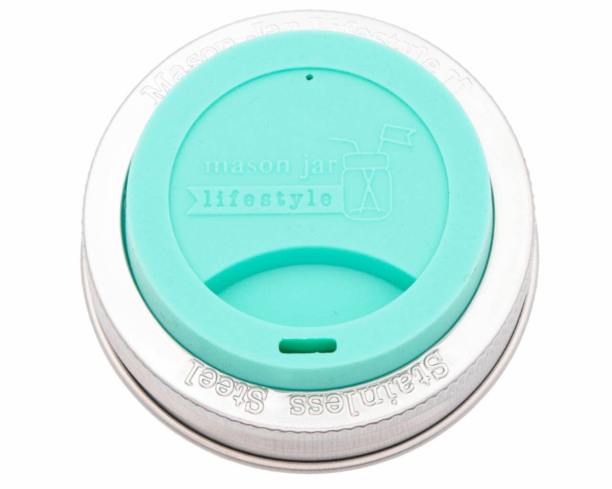 Mason Jar Lifestyle - Silicone Drinking Lid with Stainless Steel Band for Jars bpa-free - image 6