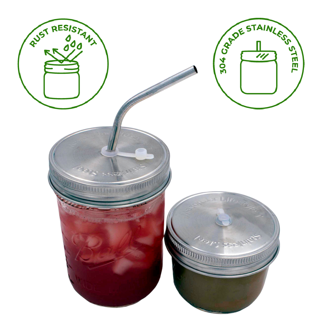 Mason Jar Lifestyle - Stainless Steel Straw Hole Tumbler Lids for Mason Jars refillable - image 4
