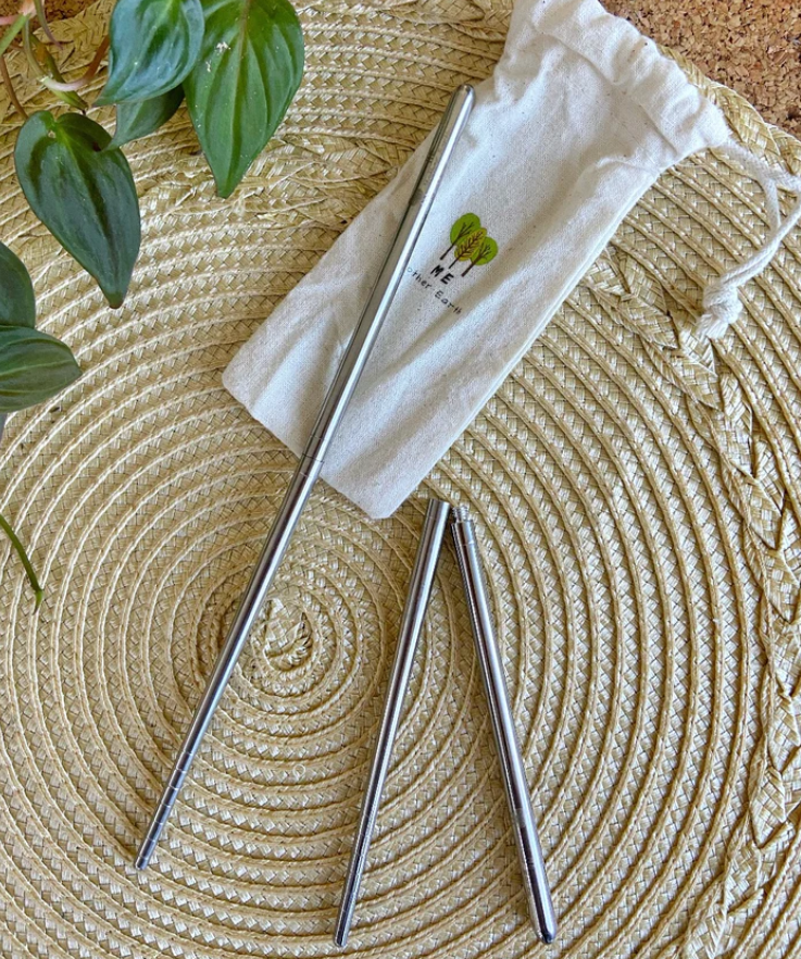 Me Mother Earth – Stainless Steel Travel Chopsticks 850029471509 Me Mother Earth - Stainless Steel Travel Chopsticks organic cotton travel pouch