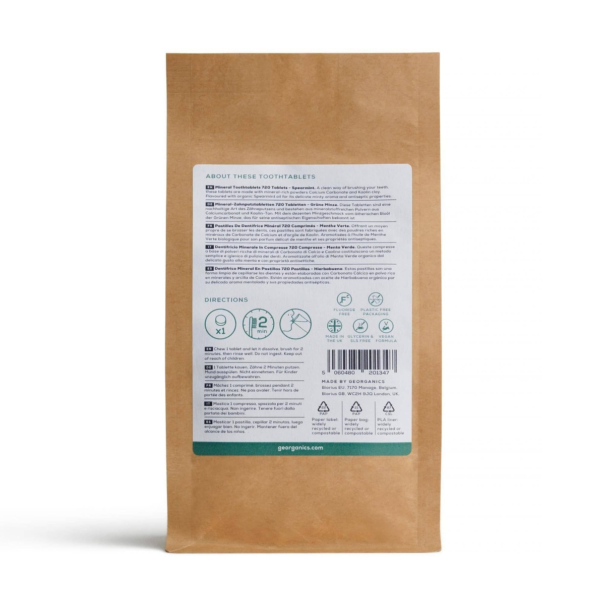 Georganics - Mineral Tooth Tablets (Fluoride-Free) - 1 year supply natural powders like calcium carbonate - image 2