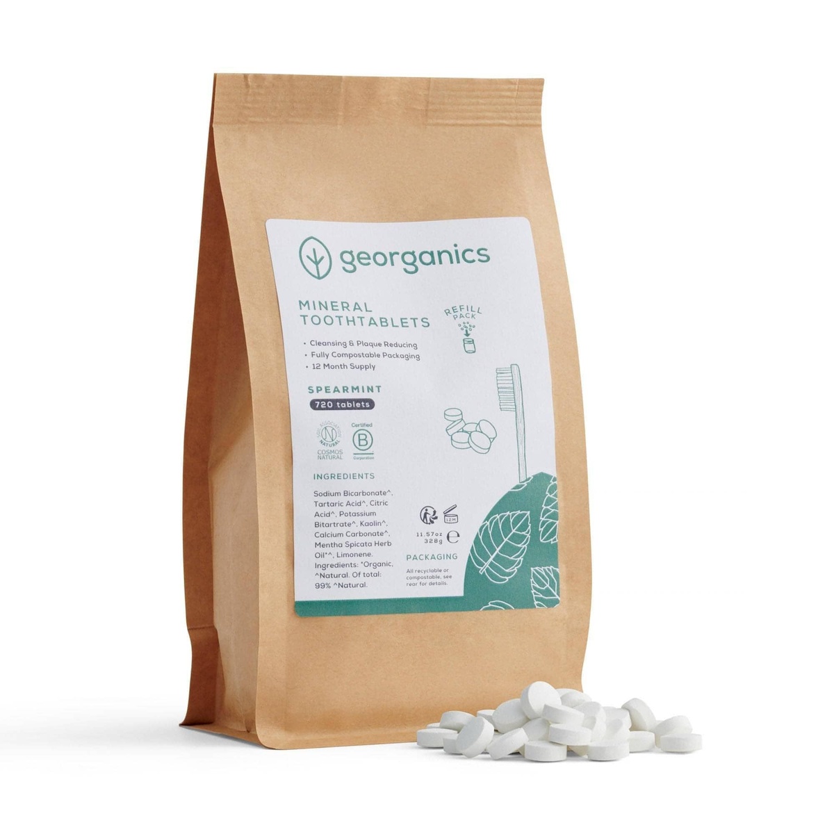 Georganics - Mineral Tooth Tablets (Fluoride-Free) - 1 year supply natural powders like calcium carbonate - image 7