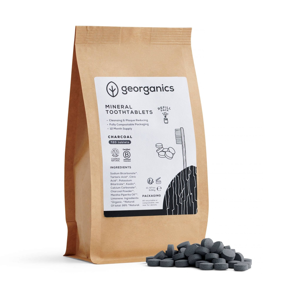 Georganics - Mineral Tooth Tablets (Fluoride-Free) - 1 year supply natural powders like calcium carbonate - image 4