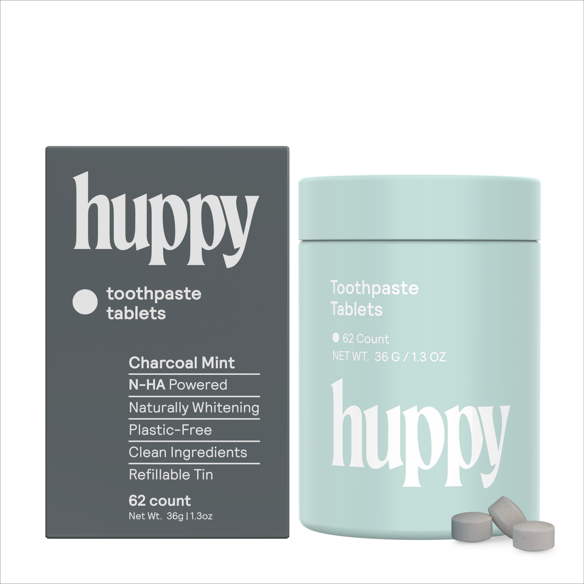 Huppy - Fluoride-Free Pre-Filled Toothpaste Tablets (62-count) refillable - image 3