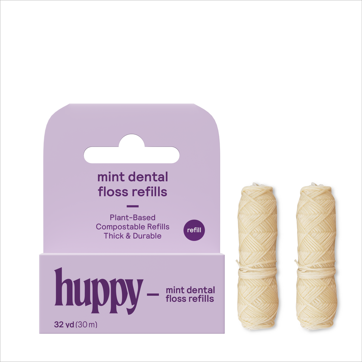 Huppy - Vegan Floss Refills | Durable | Plastic-Free | Mint | 2-Pack refillable