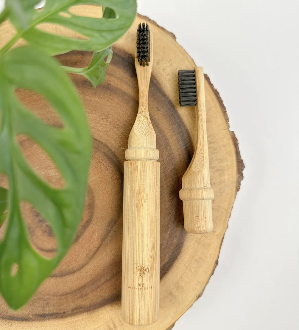 Me Mother Earth - All-in-One Bamboo Travel Toothbrush with Replaceable Head castor oil