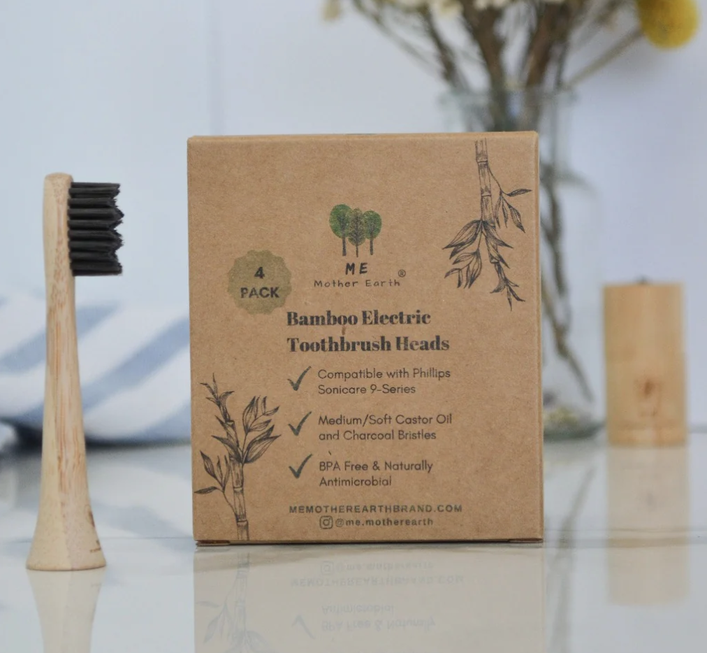 Me Mother Earth - Bamboo Electric Toothbrush Head 4-pack castor bean oil