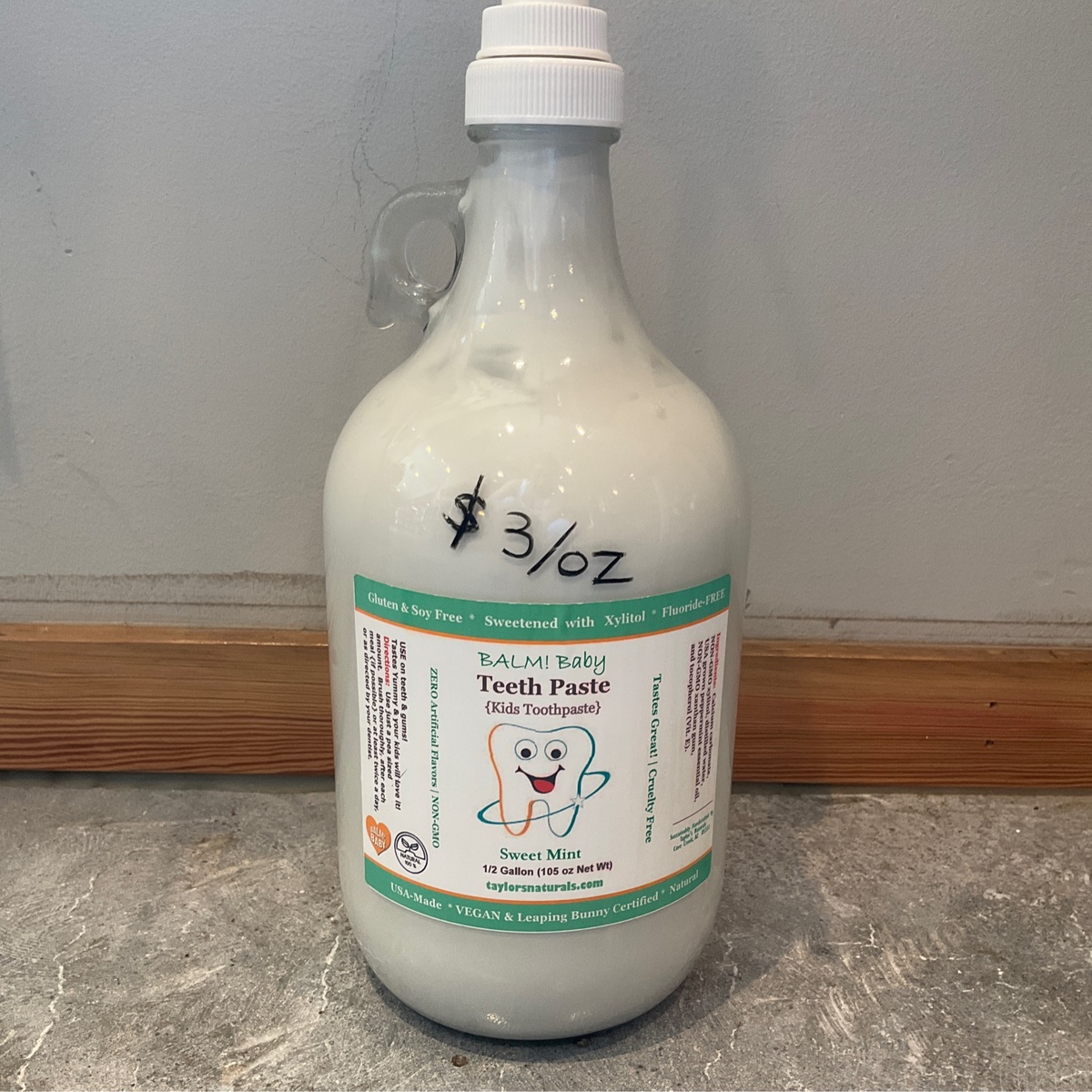 Taylor’s Naturals T9 - Taylor’s Naturals - BALM! Baby BULK Kids Toothpaste ($3/oz) plastic-free