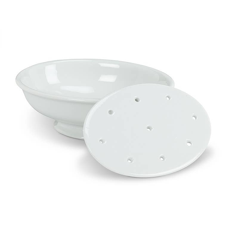 Abbott - Porcelain Soap Dish with Strainer classic white porcelain