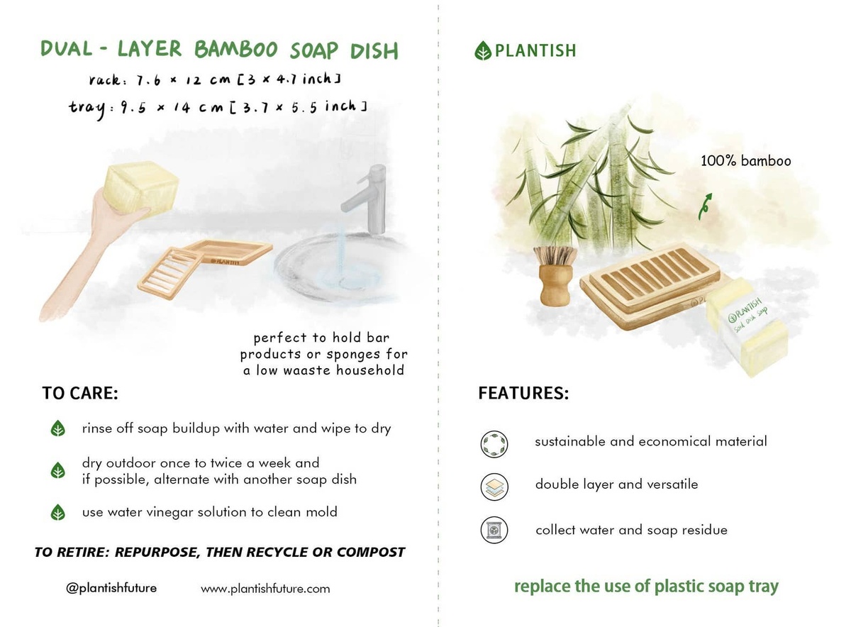 Plantish – Dual-layer Bamboo Soap Dish PT-SDD-SOLO-02 Plantish - Dual-layer Bamboo Soap Dish plastic-free - image 5