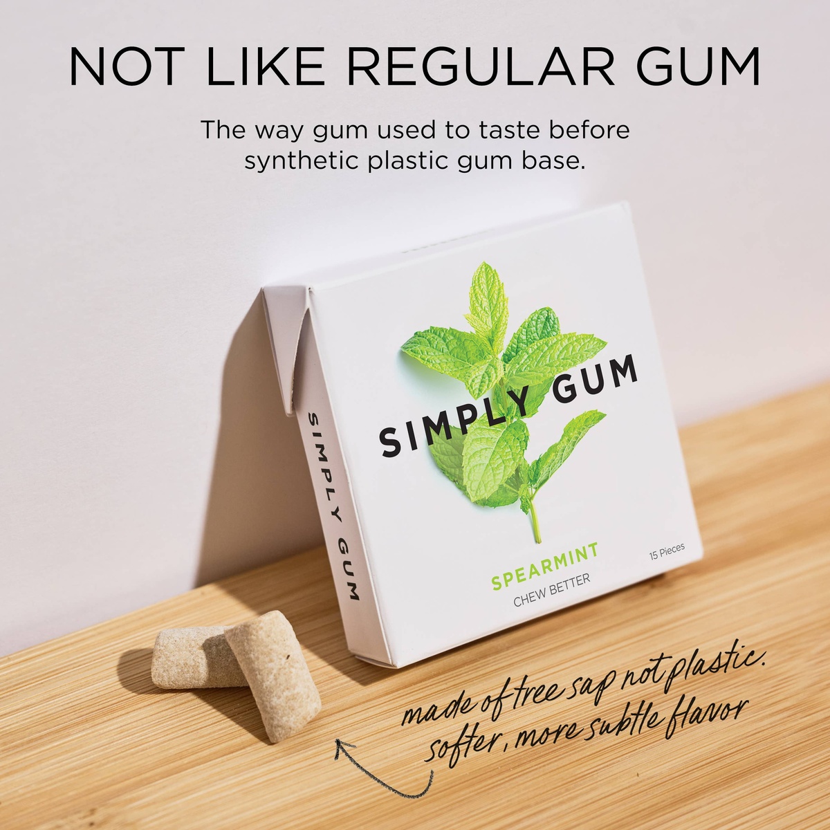 Simply Gum chicle instead of a synthetic gum base