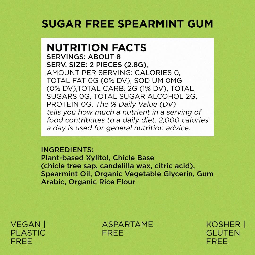 Simply Gum 15 piece Spearmint sugar free chicle instead of a synthetic gum base