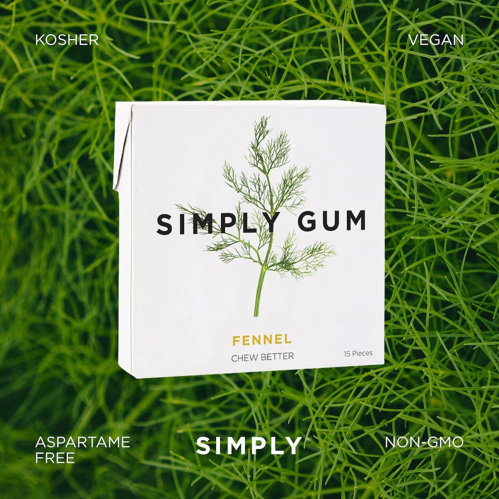 Simply Gum 15 piece Fennel chicle instead of a synthetic gum base