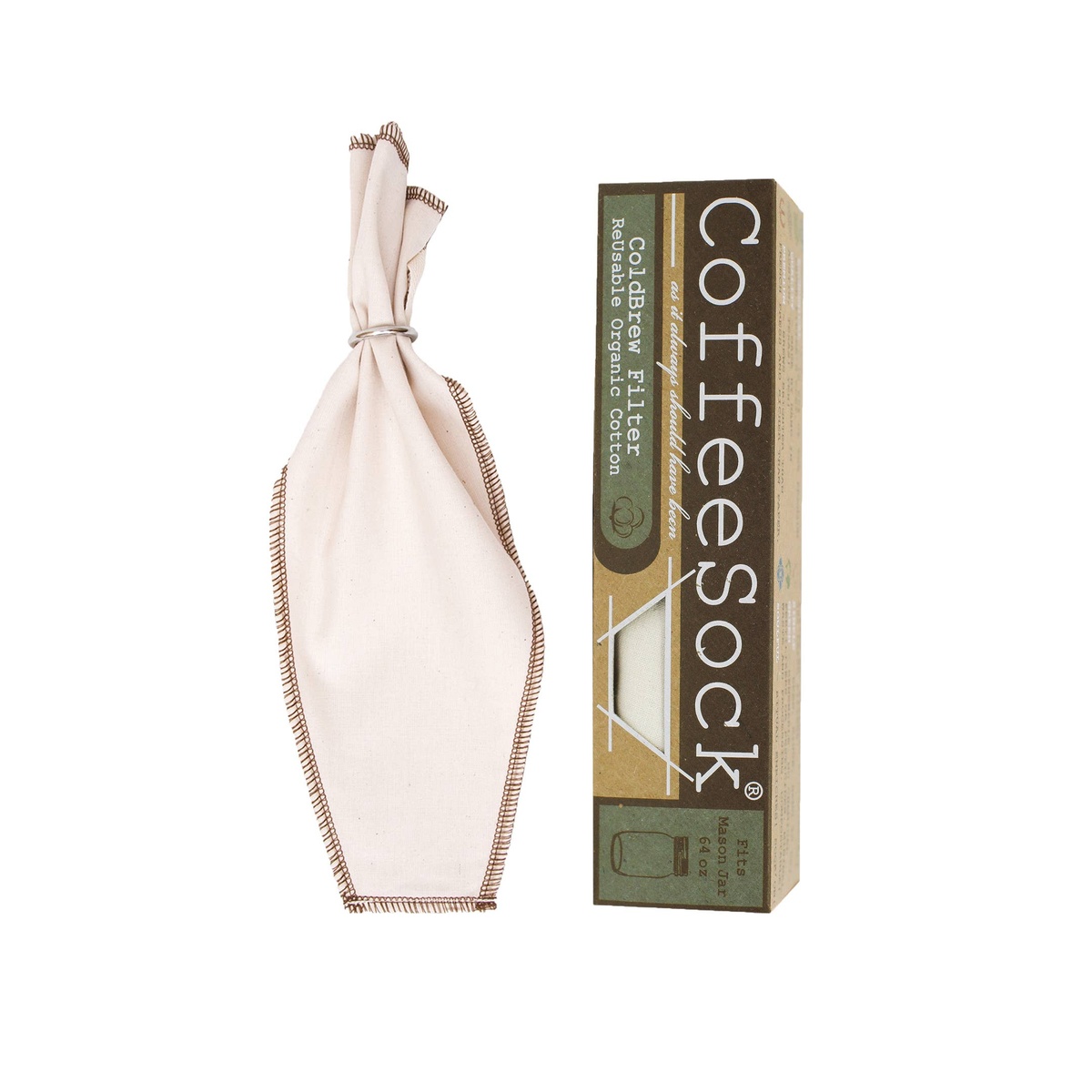 Coffeesock - Reusable Organic Cotton ColdBrew Coffee Filters organic cotton filter sewn in austin
