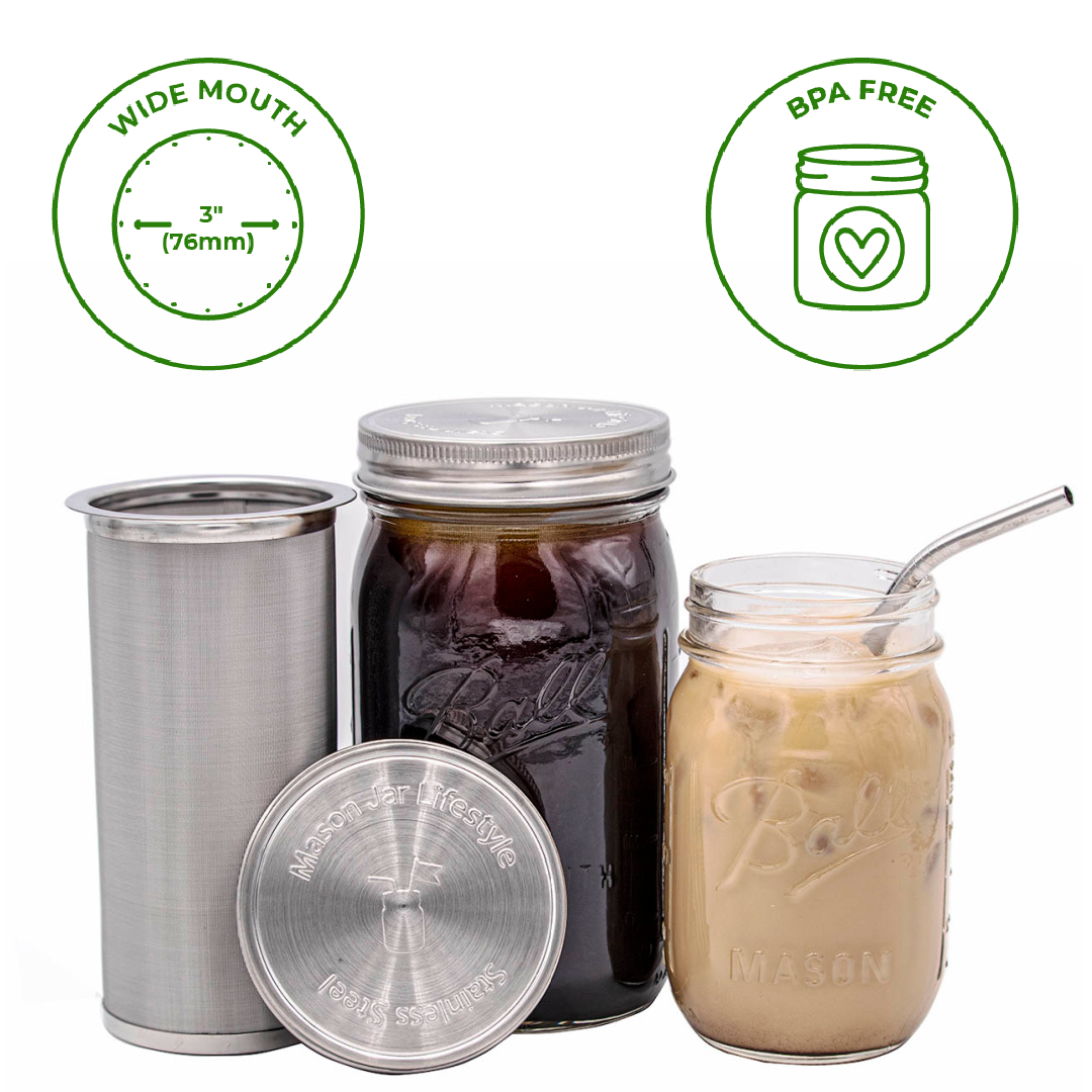 Mason Jar Lifestyle - Cold Brew Coffee and Tea Maker Stainless Steel Filter Kit - image 5