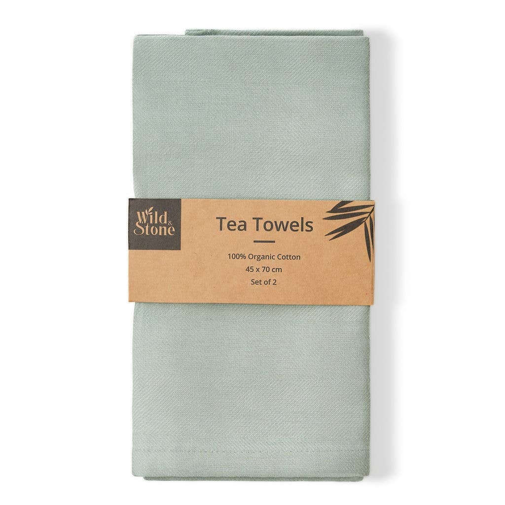 Wild and Stone - Organic Cotton Tea Towels (Set of 2) | Herringbone Weave
