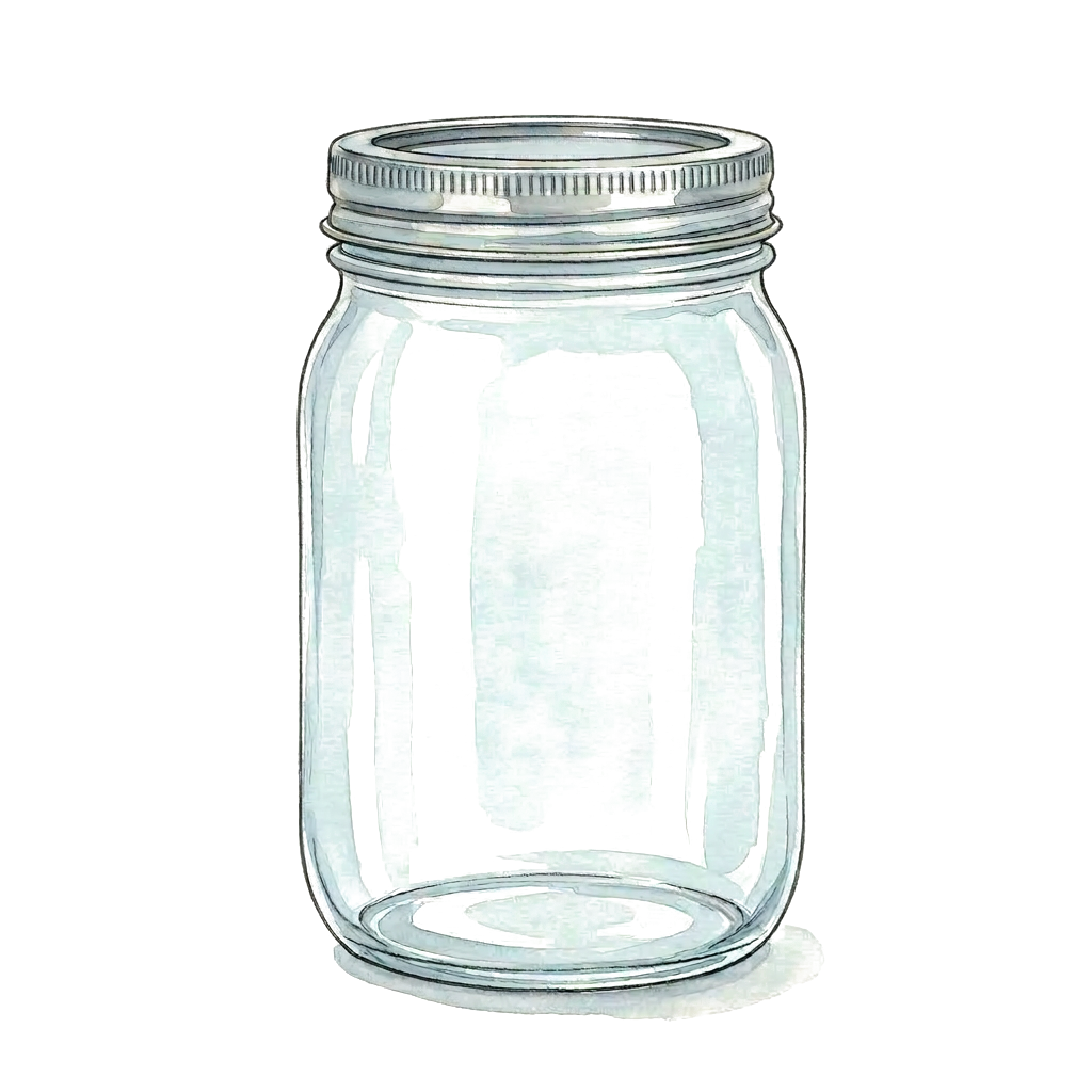 Hand-drawn illustration of a jar with lid