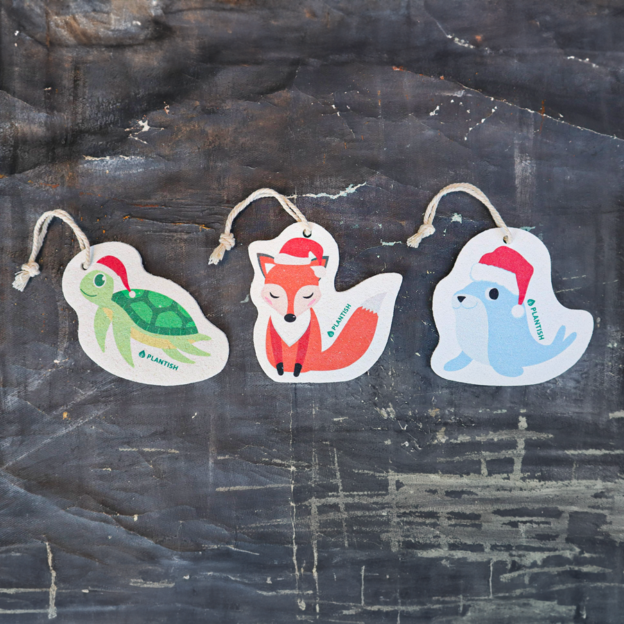 Plantish - Holiday Pop up Sponges (Festive Critters) compostable