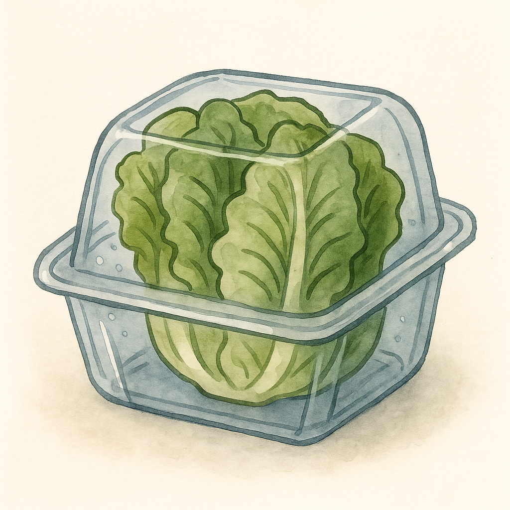 Lettuce in plastic clamshell