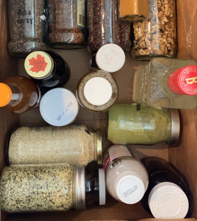 Refilled pantry staples in reused jars